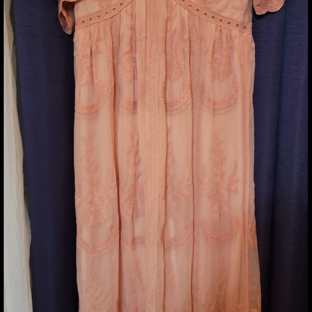 Elegant Pink Maternity Lace Dress